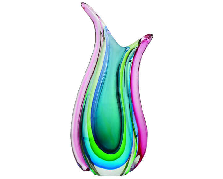 10. Zibo - Coloured Glass Vase, Rainbow 10"